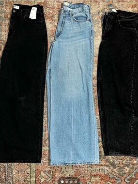 Abercrombie & Fitch Straight-Leg Jeans Trio — Light Blue and Black